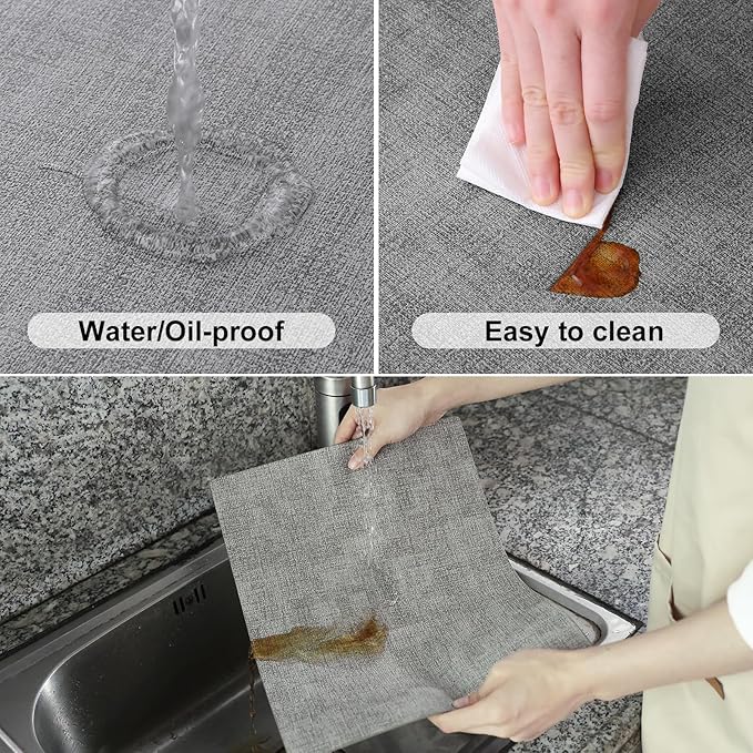 Homaxy Faux Leather Heat Resistant Placemats for Dining Table Set of 4, Waterproof Wipeable Washable PU Table Mats, Easy to Clean Anti-Slip Place Mats, 11.8" x 17", Light Grey