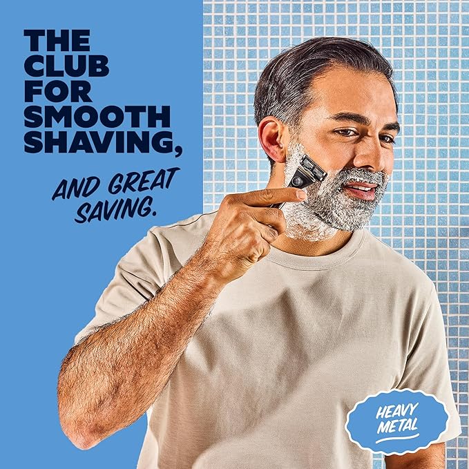 Dollar Shave Club | Heavy Metal Handle Shave Set with Razor Cover | 2 Extra Close Refill Cartridges, 1 Heavy Metal Handle, 1 Razor Cover, Razors for Men