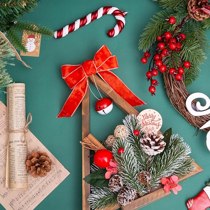 Vintage Terracotta Velvet Ribbon Christmas Ribbon for Gift Wrapping Crafts Christmas Tree Ornaments Garland Decorations, 1 Inch X 25Yd