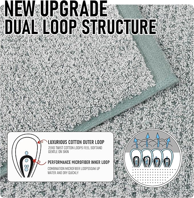 Everplush Diamond Jacquard 6 Pieces Bath Towel Set, Luxury Super Soft Oversized Towels, Highly Absorbent Diamond Jacquard Quick Dry Bath Towel for Bathroom Lagoon