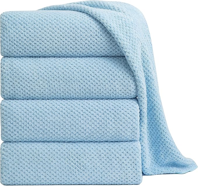 Extra Large Bath Towel Sheet Set 35x70 Inches - Oversized Bath Towels Set,Jumbo Large Microfiber - Quick Dry, Lightweight,Super Soft,Highly Absorbent Towel Set for Bathroom,Hotel,SPA,Pack of 4 (Blue)