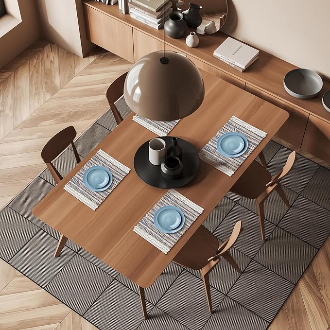 Hausattire Woven Placemats Set of 4 - Blue, Jute Boho Rectangle Table Mats for Kitchen Dining Coffee Table | Heat Resistant Farmhouse Thanksgiving Placemat for Wedding, Restaurants |13x19 Inches