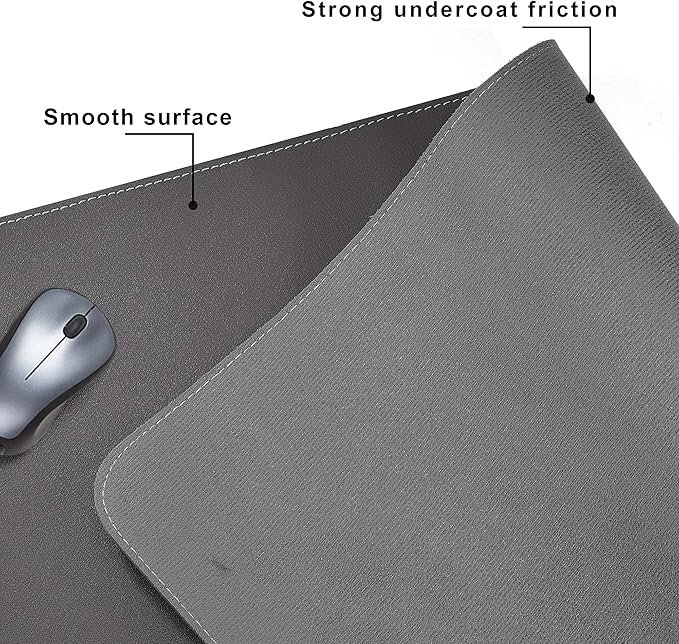 CENNBIE Leather Desk Mat,39.3x19.6 Extra Large Desk Pad Blotter Protector, Extended Non-Slip Mouse Pad, Waterproof PU Leather Desk Mat on top of desks Large for Office and Home (Grey)