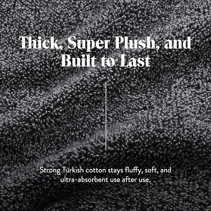 Brooklinen Super-Plush Turkish Cotton Washcloths Set of 2 Cotton, 820 GSM, Highly Absorbent, Machine Washable, Perfect for Home & Bathroom (13" x 13", Marled Black)