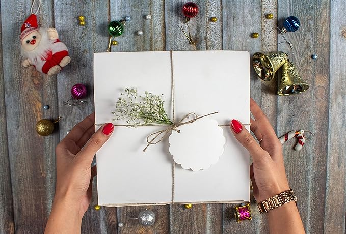 White Gift Boxes (Pack of 20) Size 8x8x4 Inches, Thick Paper Boxes with Lids, Tags & Jute Rope for Bridesmaid Proposals, Wedding Presents, Birthday Party Favor, Baby Shower and Christmas