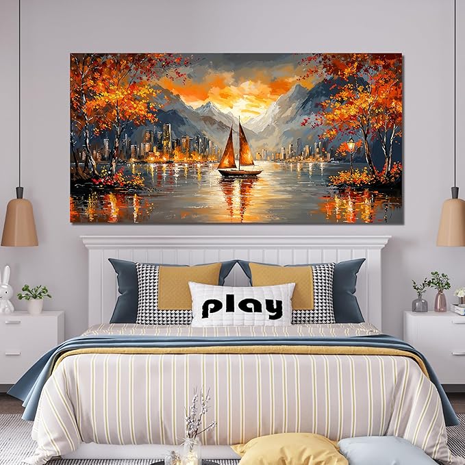Canvas Oversized Wall Art Decor Wall Art Picture for Living Room Canvas Art Wall Decor Modern Landscape Wall Art Prints Large Coastal Wall Art Artwork for Walls Bedroom Office Home Decor 29" X 58"