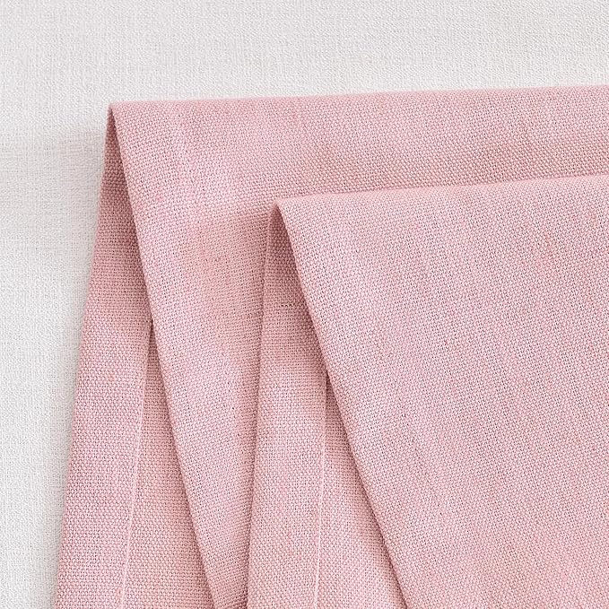 Wracra Linen Style Table Runner, Rustic Farmhouse Pink Table Runners 60 Inches Long, Handcrafted Table Runner for Fall, Winter - Everyday Use and Machine Washable