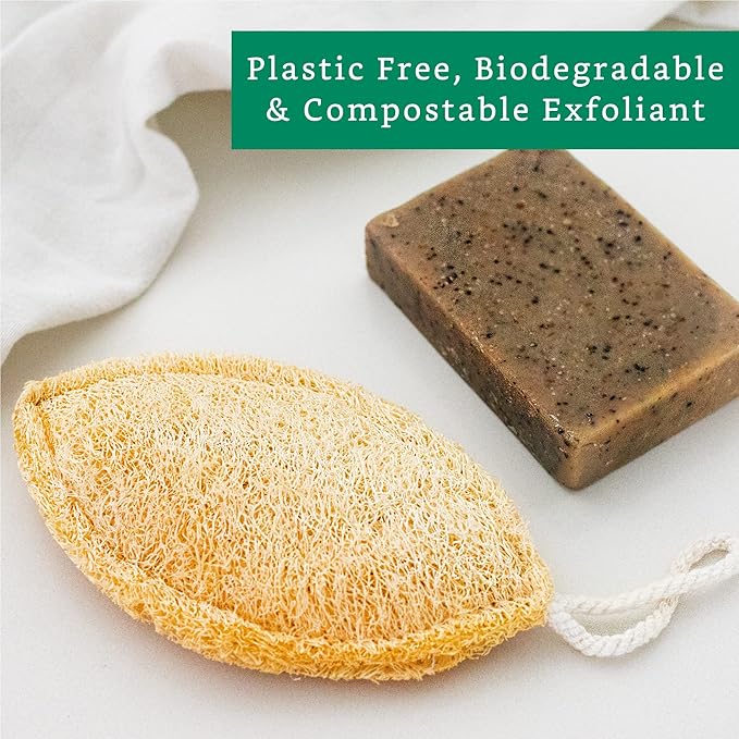 Natural Loofah Exfoliating Sponge (4 Pack) - Loofa Exfoliating Body Scrubber - Biodegradable Organic Loofah Sponge - Shower Luffa Sponges - Shower Lufa - Estropajos para el Cuerpo