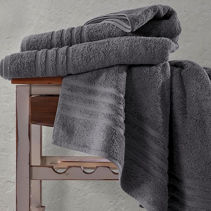 Hawmam Linen Jumbo Large Bath Sheets Towels 2 Pack Soft and Absorbent, Premium Quality 100% Cotton Towels (Cool Grey, Bath Sheet)