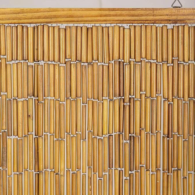 Handmade 99 - Strand Bamboo Curtain – 35.5 X 78 Inch Doorway Curtain, Natural Bamboo Screen, Boho Home Decor, Room Divider, Porch & Patio (Stainless Steel Core)