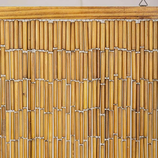 Handmade 99 - Strand Bamboo Curtain – 35.5 X 78 Inch Doorway Curtain, Natural Bamboo Screen, Boho Home Decor, Room Divider, Porch & Patio (Stainless Steel Core)