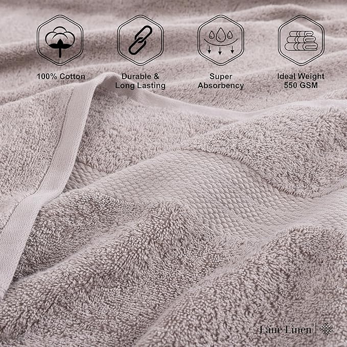 LANE LINEN 100% Cotton 2 Pack Bath Sheets (35"x66") - Ring Spun, Extra Large Cotton Bath Towels Set - Quick Dry, Soft & Absorbent Oversized Towel Set - Remains Soft After Multiple Washes - Platinum