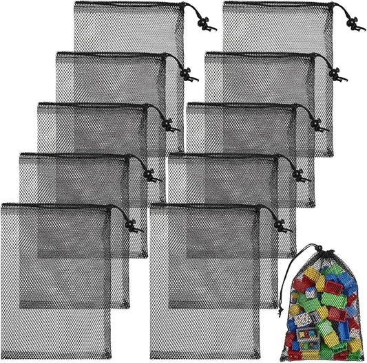 10PCS 8X12inch Mesh Drawstring Bag with Cord Lock Closure, Nylon Mesh Laundry Bags for Storage Travel Sports Ball