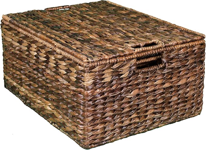 BIRDROCK HOME Abaca Nesting Baskets Set of 3 - Handwoven Storage Baskets w/Handles - Box Organizer for Household, Towels, Clothes, Nursery, Toys | Ideal Use in Living Room, Office, Kitchen & Bathroom