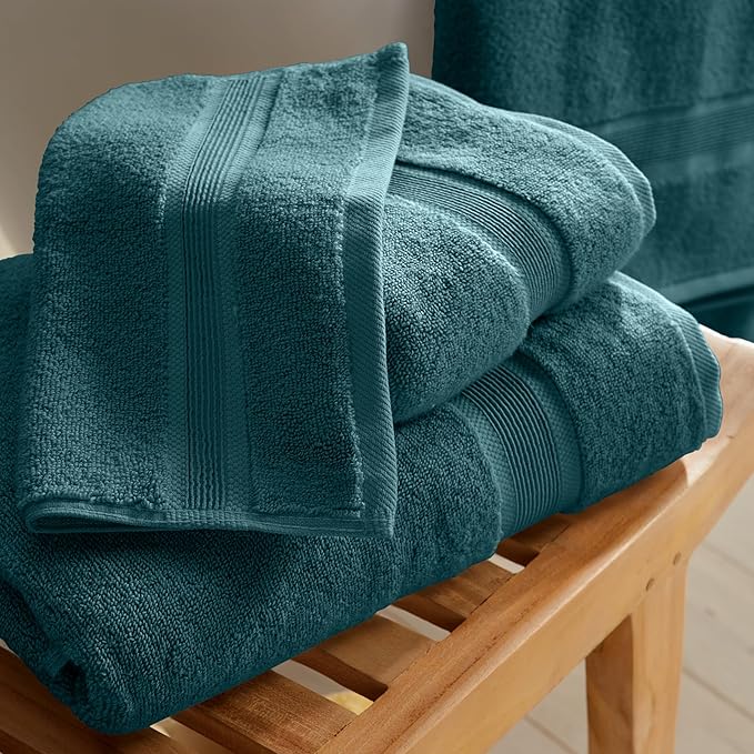 Springtree Home Luxury Viscose from Bamboo Bath Towel Set of 4 | 35% Viscose from Bamboo - 65% Cotton | Absorbent Quick-Dry Towels for Bathroom | Oeko-TEX Standard 100 Cotton | Deep Teal