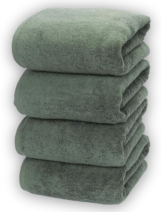 Soleil Fine Goods Luxurious 800 GSM 100% Cotton Bath Towel Set (4-Pack, 27x54) - Heavyweight & Ultra Absorbent, Plush Softness for Bathroom | Hotel & Spa Quality Luxury Towels- Forest