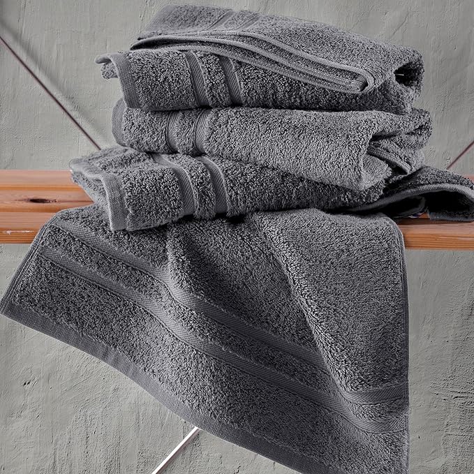 Hawmam Linen Cool Grey Hand Towels 4-Pack - 16x29 Turkish Cotton Premium Quality Soft - Small Towels for Bathroom