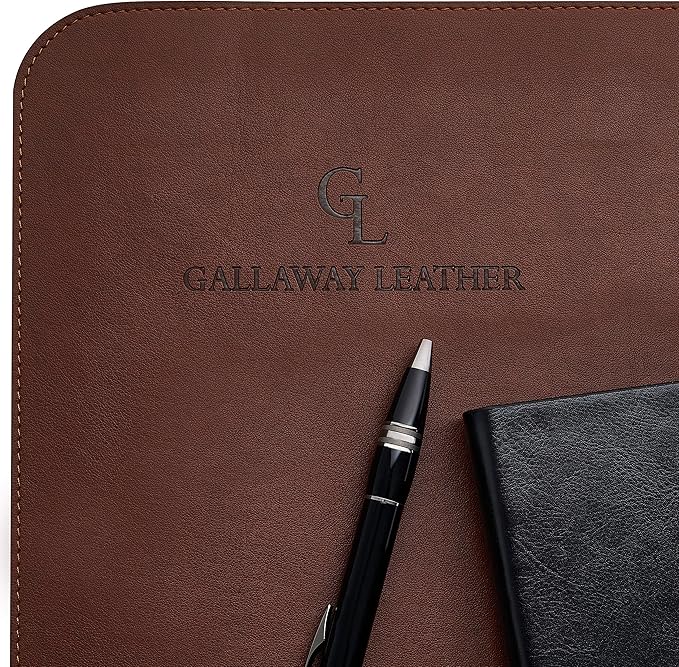 Gallaway Leather Desk Mat - Desk Pad 91.5 x 43 cm - XXL Mouse Mat - Non-Slip Desk Cover - Desk Accessories (Dark Brown)
