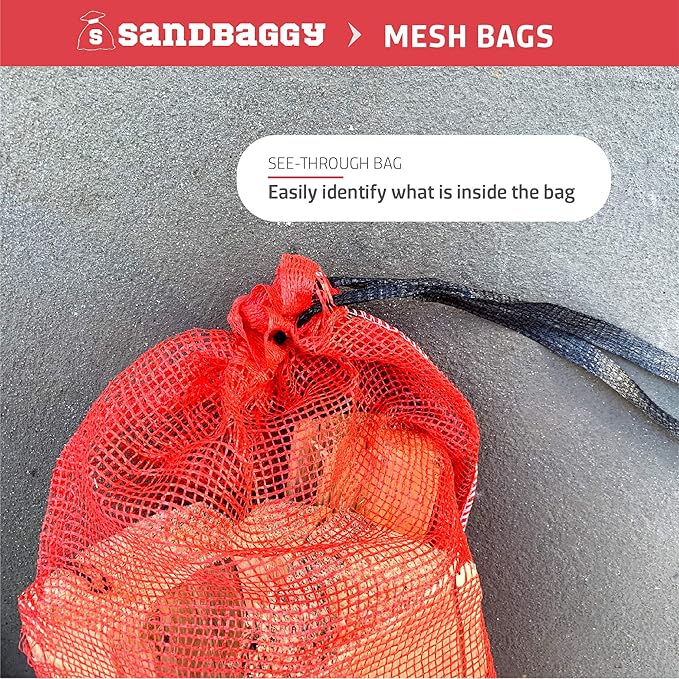 Sandbaggy Mesh Onion Produce Bags | 15" x 25 Inch | 50 lb Capacity | Breathable Fabric | Great for Packaging Produce & Fruit