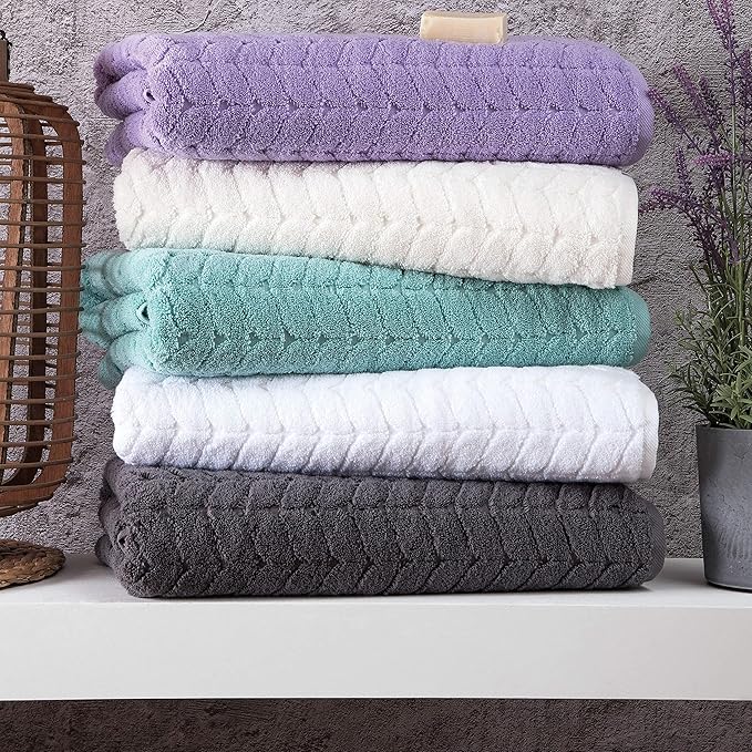 BAGNO MILANO Turkish Bath Towels, Soft Plush Jacquard Luxury Bath Towels, Quick Dry Towel Set (Aqua Green, 3 pcs Towel Set)