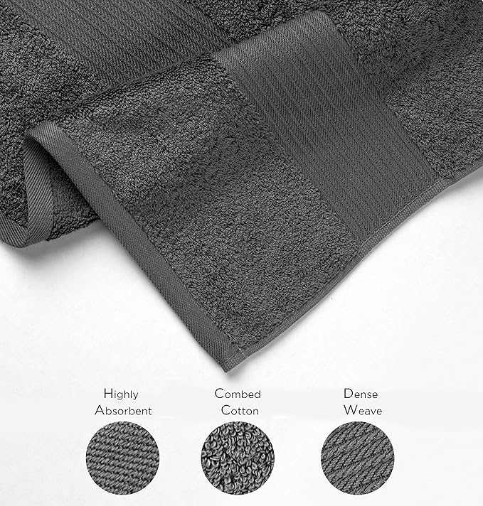 Luxury Extra Large Oversized Bath Towels | Hotel Quality Towels | 650 GSM | Soft Combed Cotton Towels for Bathroom | Thick & Fluffy Bath Sheets | Dark Grey - 4 Pack