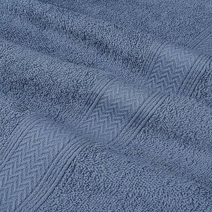 HILLFAIR 24 Piece Bath Towels Set for Bathroom- 100% Cotton 24 PC Bulk Pack Hotel Spa Towel Set- 2 XXL Oversized Big Towels, 4 Bath Towels, 6 Hand Towels, 4 Fingertip Towels, 8 Washcloths: Blue