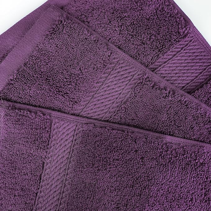 BNM Egyptian Cotton Heavyweight Towels, Ideal For Bathroom, Shower, Spa, Hotel, 800 GSM, Face/ Washcloths, Hand Towels, Bath Towels, Highly-Absorbent, Luxury Home Basics, 9 Piece Towel Set, Plum