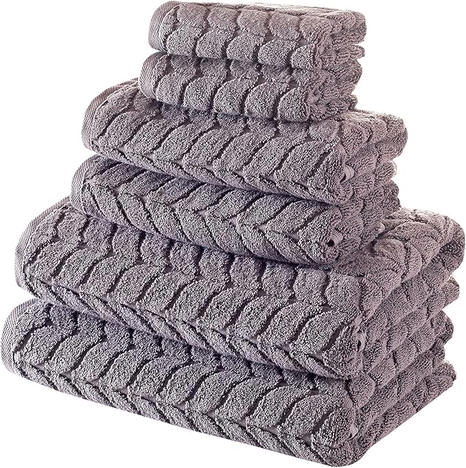 BAGNO MILANO Turkish Bath Towels, Soft Plush Jacquard Luxury Bath Towels, Quick Dry Towel Set (Grey, Bath Sheet)