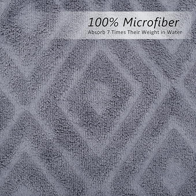 JML Microfiber Bath Towels, Bath Towel 2 Pack(30" x 60"), Oversized, Soft, Super Absorbent and Fast Drying, Multipurpose Use for Sports, Travel, Fitness, Yoga - Grey Diamond Pattern