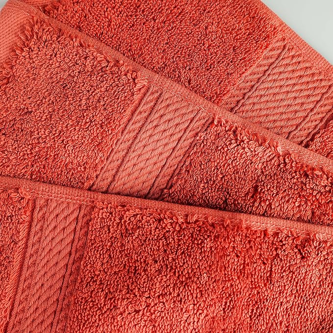 BNM Egyptian Cotton Heavyweight Towels, Ideal For Bathroom, Shower, Spa, 800 GSM Bath Towels, Highly-Absorbent, Luxury Bathroom Essentials, Ultra-Soft Plush Home Basics, Bath Towel Set of 4, Coral