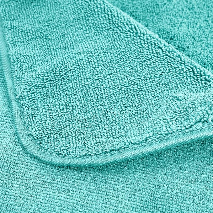POLYTE Oversize, 60 x 30 in., Quick Dry Lint Free Microfiber Bath Towel Set, 6 Piece (Aqua)