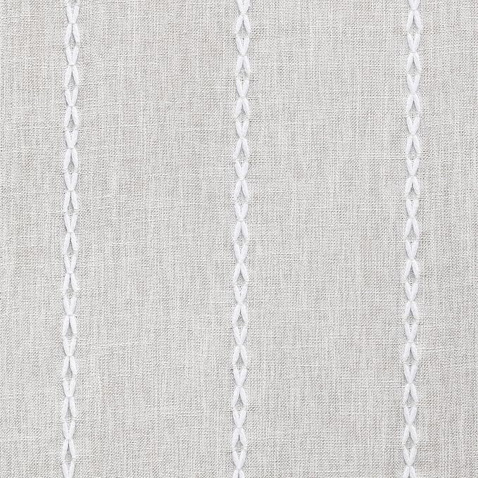Braided Farmhouse Table Runner, Braided Light Grey 13x60 Inch, Cotton Linen Table Runners 60 Inches Long, Embroidered Striped Light Grey Boho Table Runner Rustic Home Decor