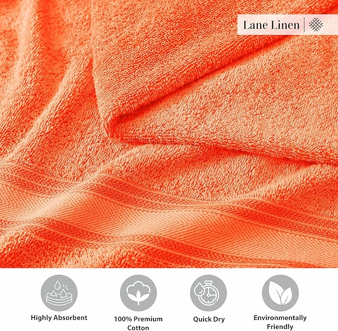 LANE LINEN Luxury Bath Towel Set of 18 – 100% Ring-Spun Cotton, 6 Bath Towels, 6 Hand Towel & 6 Washcloths, Zero Twist, Remains Soft & Absorbent Even After Multiple Washes, Quick Dry - Tiger Lily