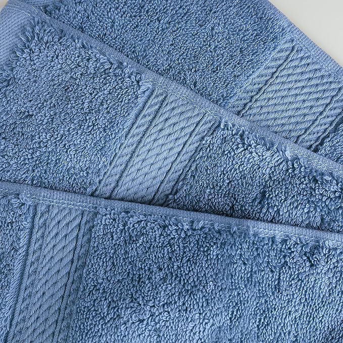 BNM Egyptian Cotton Heavyweight Towels, Ideal for Bathroom, Shower, Spa, 800 GSM Bath Towels, Highly-Absorbent, Luxury Bathroom Essentials, Soft Plush Home Basics, Bath Towel Set of 4, Denim Blue