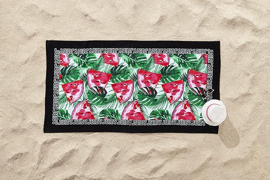 Juicy Couture 100% Cotton Extra Large Beach Towels Oversized Clearance, Pool Towels, Bath Towels - Lightweight & Quick Dry - 36" x 68" (1 Pack) - Pink Flamingo Stripe Pattern Adults Towel