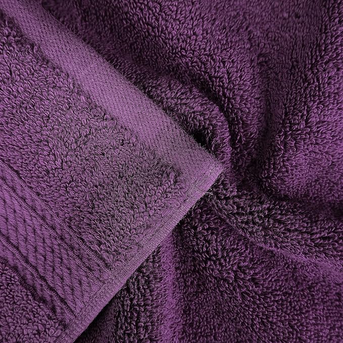 BNM Egyptian Cotton Heavyweight Towels, Ideal For Bathroom, Shower, Spa, 800 GSM Bath Towels, Highly-Absorbent, Luxury Bathroom Essentials, Ultra-Soft Plush Home Basics, Bath Towel Set of 4, Plum