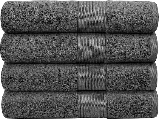 Luxury Extra Large Oversized Bath Towels | Hotel Quality Towels | 650 GSM | Soft Combed Cotton Towels for Bathroom | Thick & Fluffy Bath Sheets | Dark Grey - 4 Pack