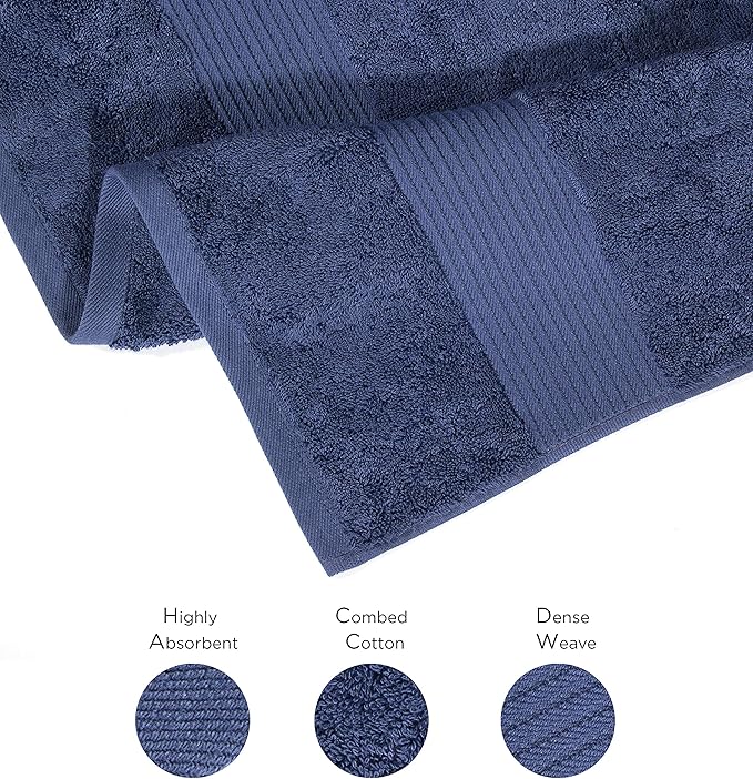 Luxury Extra Large Oversized Bath Towels | Hotel Quality Towels | 650 GSM | Soft Combed Cotton Towels for Bathroom | Thick & Fluffy Bath Sheets | Denim - 4 Pack
