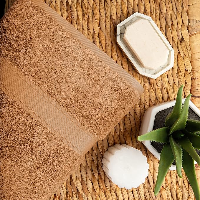 BLUENILEMILLS Premium Towel Collection, Egyptian Cotton Towels for Shower and Bathroom Assorted 6-Piece Towel Set, 30" x 55", 20" x 30", 13" x 13", Rust by Blue Nile Mills