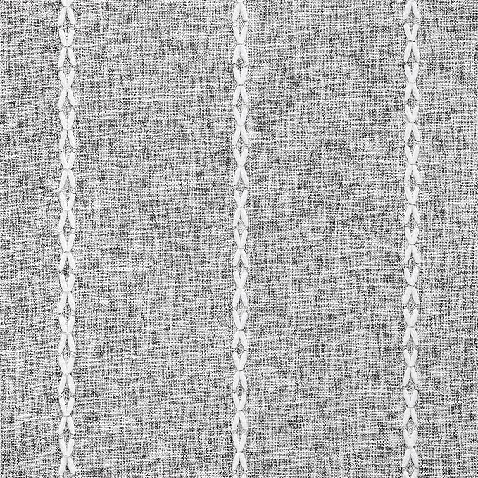 Braided Farmhouse Table Runner, Braided Charcoal 13x108 Inch, Cotton Linen Table Runners 108 Inches Long, Embroidered Striped Charcoal Boho Table Runner Rustic Home Decor