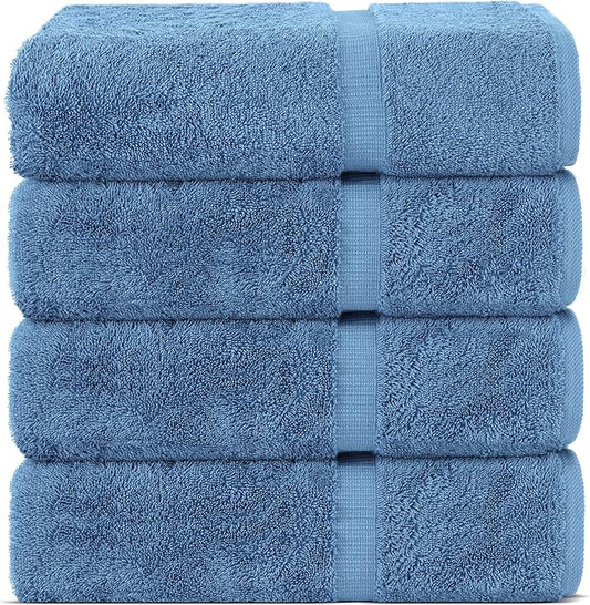 Chakir Turkish Linens | Hotel & Spa Quality 100% Cotton Premium Turkish Towels | Soft & Absorbent (4-Piece Bath Towels, Wedgewood)