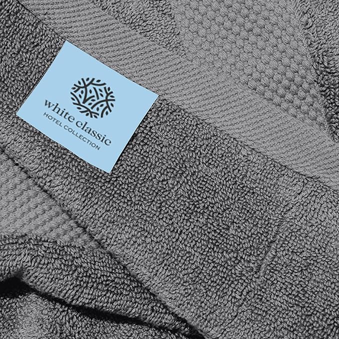 White Classic Luxury Light Gray Hand Towels - Soft 100% Turkish Cotton | Highly Absorbent Hotel spa Bathroom Towel Collection | 16x30 Inch | Set of 6