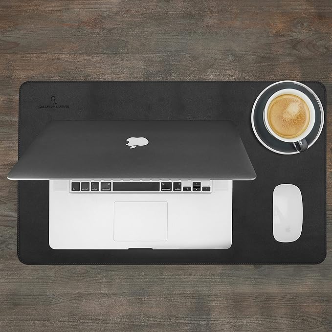 Gallaway Leather Desk Mat,Desk Writing Pad - Office Desk Pad, Medium 24" x 14" Black, Desk Mats on Top of Desks, Gift Ready Elegant Computer Desk Mat Desk Cover Desk Pad Protector PU Leather