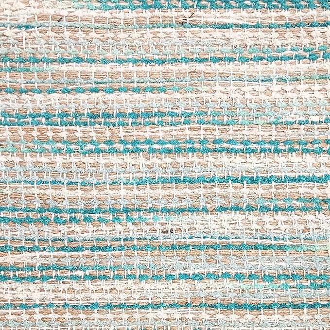 Hausattire Woven Table Placemats Set of 4 - Teal, Jute Boho Outdoor Table Mats for Kitchen Dining Decoration | Heat Resistant Farmhouse Rustic Dinner Placemat for Thanksgiving Decor - 13x19 Inch