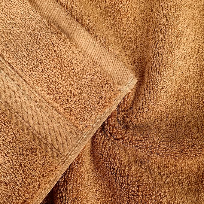 BNM Egyptian Cotton Heavyweight Towels, Ideal For Bathroom, Shower, Spa, 800 GSM Bath Towels, Highly-Absorbent, Luxury Bathroom Essentials, Soft Plush Home Basics, Bath Towel Set of 4, Orange Rust