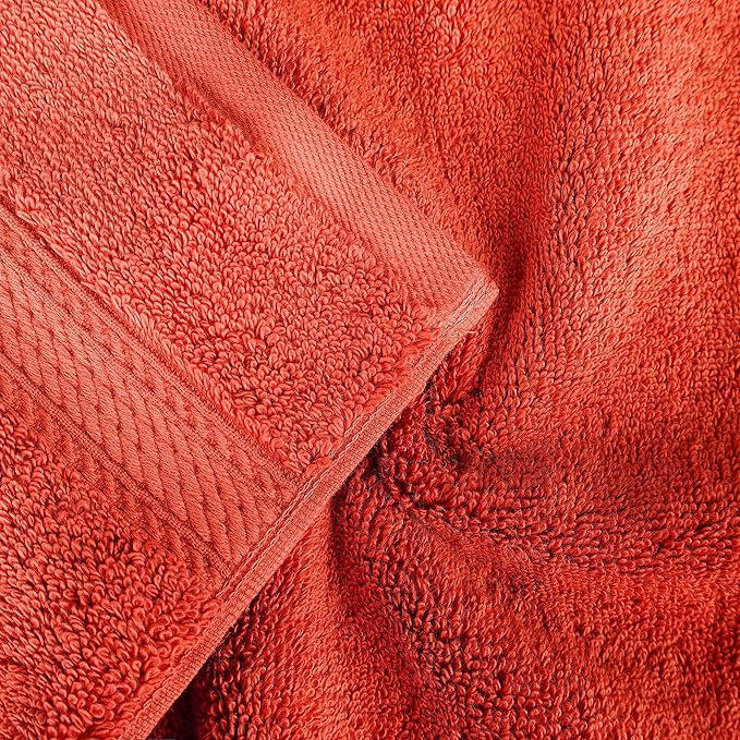 BNM Egyptian Cotton Heavyweight Towels, Ideal For Bathroom, Shower, Spa, 800 GSM Bath Towels, Highly-Absorbent, Luxury Bathroom Essentials, Ultra-Soft Plush Home Basics, Bath Towel Set of 4, Coral