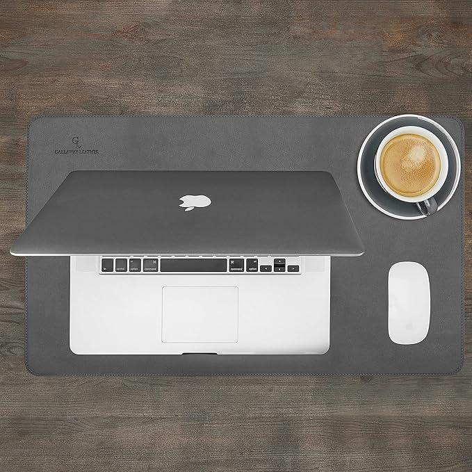 Gallaway Leather Desk Mat,Desk Writing Pad - Office Desk Pad, Medium 24" x 14" Gray, Desk Mats on Top of Desks, Gift Ready Elegant Computer Desk Mat Desk Cover Desk Pad Protector PU Leather