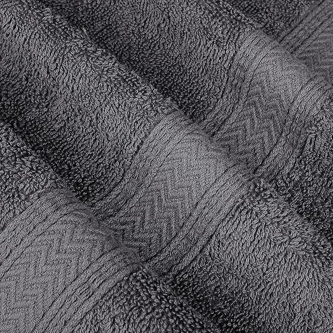 Hillfair 24 Piece Bath Towel Set - 100% Cotton - 2 XXL, 4 Bath, 6 Hand, 4 Fingertip, 8 Washcloths: Platinum