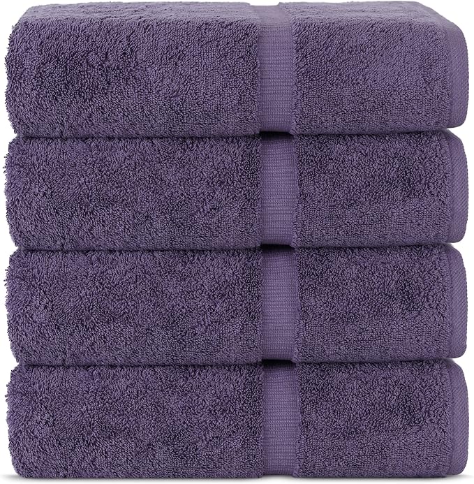 Chakir Turkish Linens | Hotel & Spa Quality 100% Cotton Premium Turkish Towels | Soft & Absorbent (4-Piece Bath Towels, Plum)