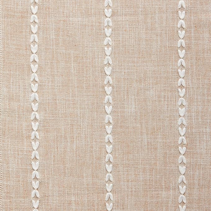 Braided Farmhouse Table Runner,Braided Taupe 13x108 Inch, Cotton Linen Table Runners 108 Inches Long, Embroidered Striped Taupe Boho Table Runner Rustic Home Decor